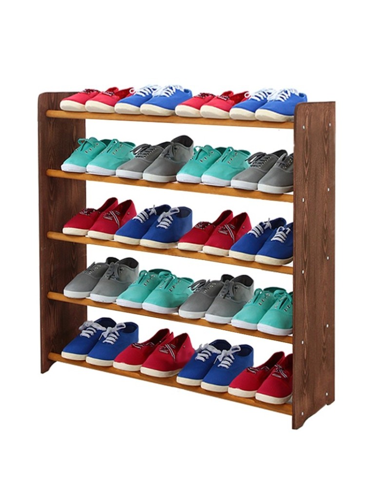Regały na buty/ szafki otwarte RBS - Regał na buty RBS-5-90 · boki w brązowym dekorze · drążki w kolorze olchy - produkt MODO24.PL 1