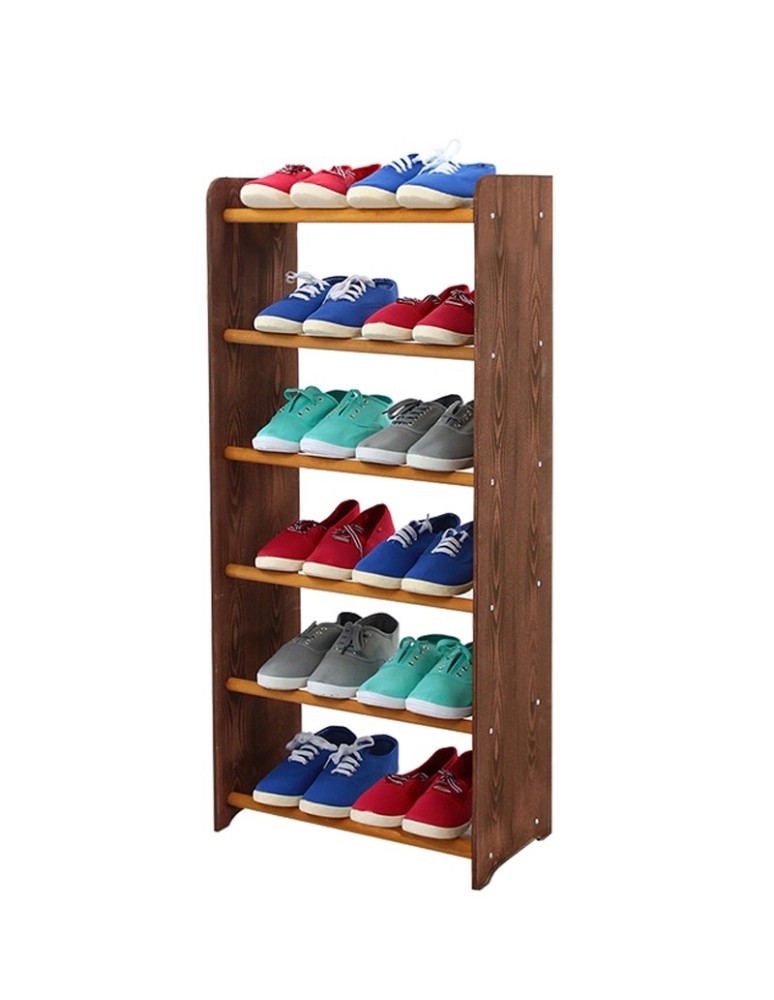 Regały na buty/ szafki otwarte RBS - Regał na buty RBS-6-45 · boki dekor ciemnobrązowy · drążki w kolorze olchy - produkt MODO24.PL 1