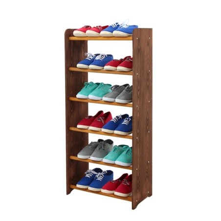 Regał na buty RBS-6-45 · boki dekor ciemnobrązowy · drążki w kolorze olchy