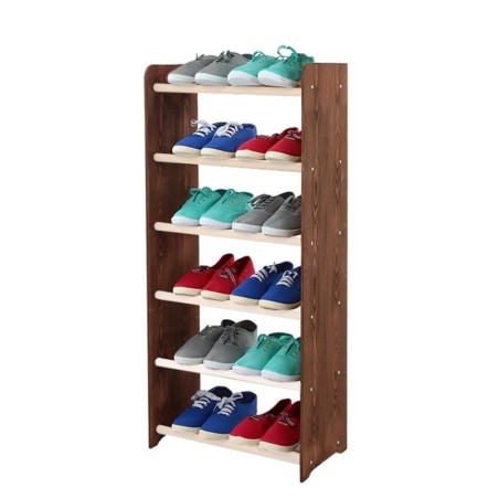 Regał na buty RBS-6-45 · brązowe boki (dekor) · białe szczebelki