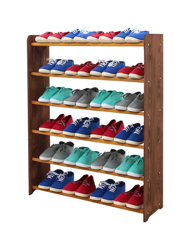 Regały na buty/ szafki otwarte RBS - Regał na buty RBS-6-90 · brązowe(dekor) boki · olchowe poprzeczki - produkt MODO24.PL 1