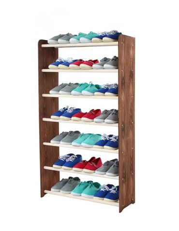 Regał na buty RBS-7-65 · białe drążki · boki w dekorze brązowym