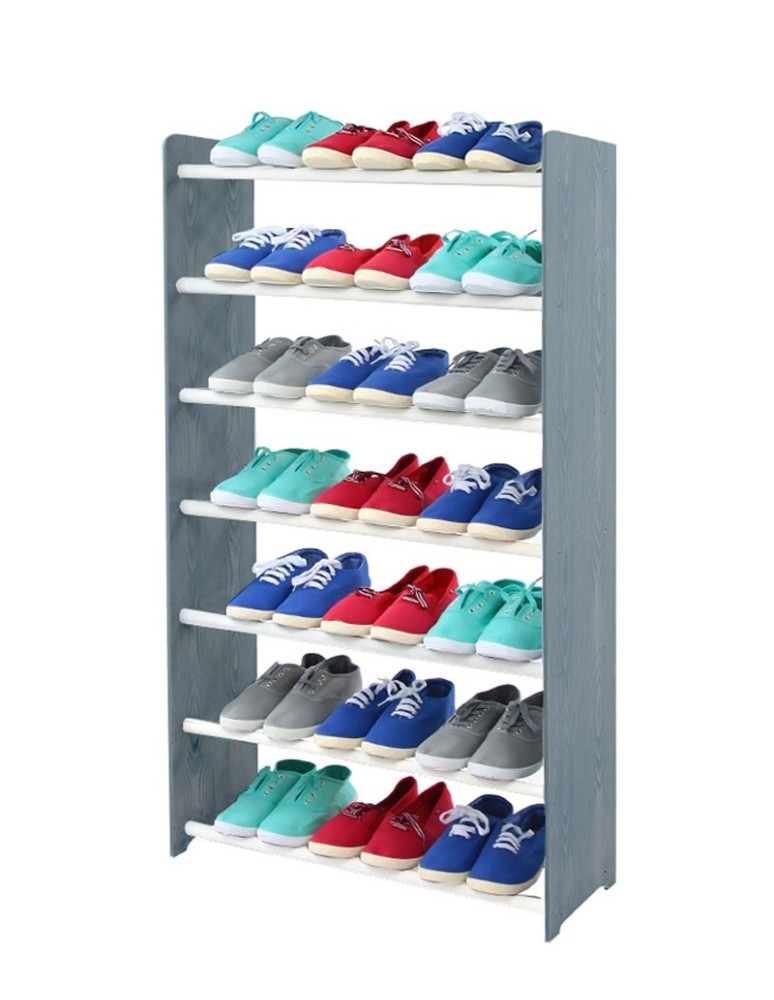 Regały na buty/ szafki otwarte RBS - Regał na buty RBS-7-65 · biel szczebelków · grafitowy dekor boków - produkt MODO24.PL 1