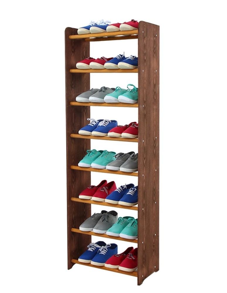 Regały na buty/ szafki otwarte RBS - Regał na buty RBS-8-45 · brązowe boki(dekor) · drążki w kolorze olchy - produkt MODO24.PL 1