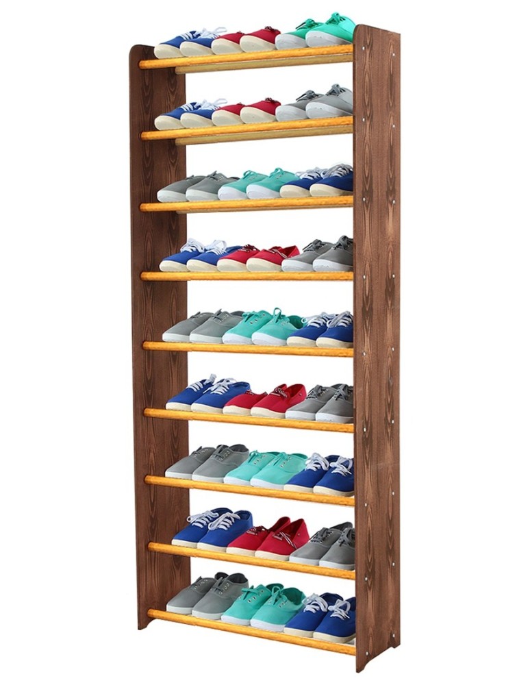 Regały na buty/ szafki otwarte RBS - Regał na buty RBS-9-65 · olchowe drążki · brązowe boki - produkt MODO24.PL 1
