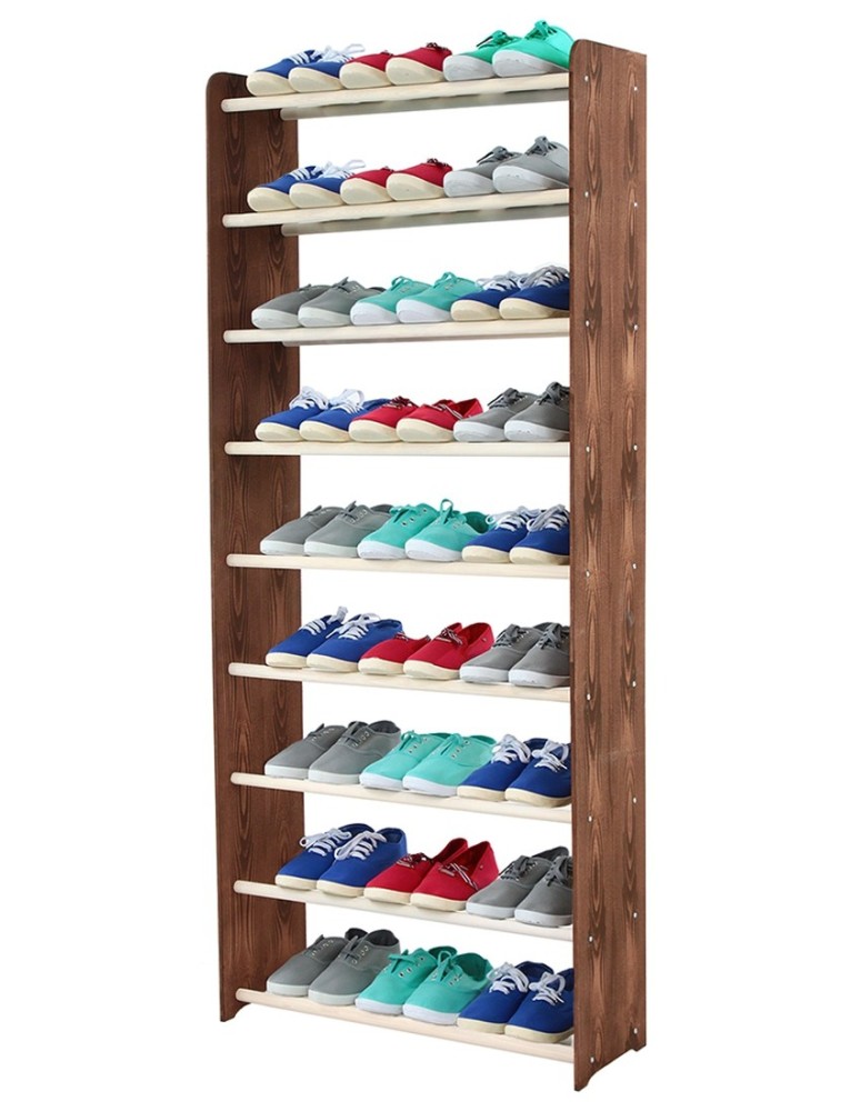 Regały na buty/ szafki otwarte RBS - Regał na buty RBS-9-65 · białe drążki · brązowe boki - produkt MODO24.PL 1