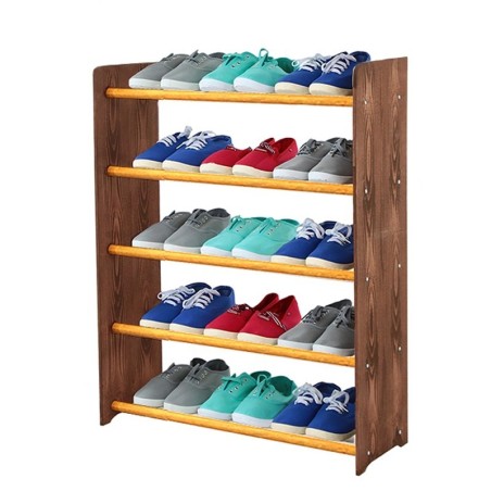 Regał na buty RBS-5-65 · brązowe boki · drążki w kolorze olchy