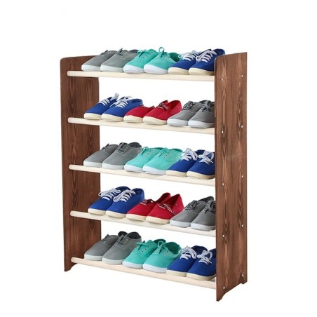 Regał na buty RBS-5-65 sosna ciemny brąz dekor, biały