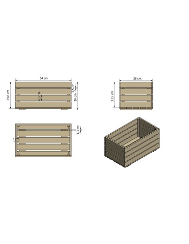 Skrzynia sosnowa B-08 36x64x38, surowa - product 2