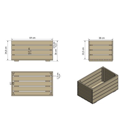 Skrzynia sosnowa B-08 36x64x38, surowa