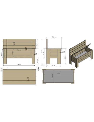 Skrzynie i ławki - Skrzynia sosnowa B-12 54x71x29 - product 3