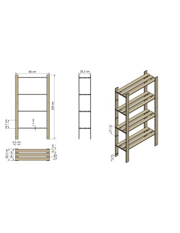 regały seria B - Regał sosnowy B-17 150x80x30 - product 3