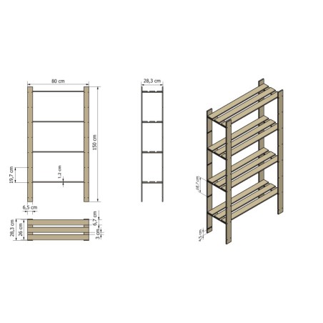 Regał sosnowy B-17 150x80x30