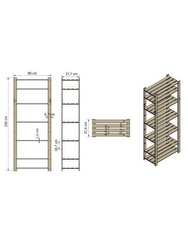 regały seria B - Regał sosnowy B-30 220x80x38 - product 4