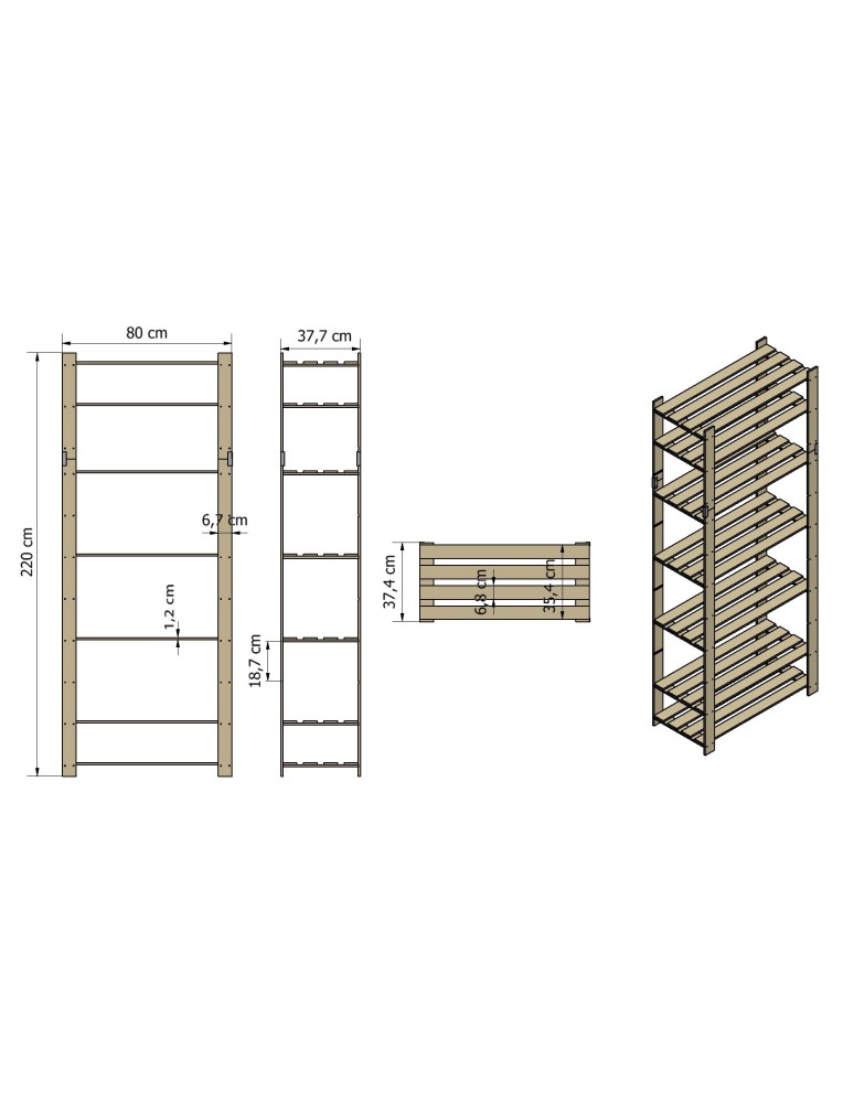 regały seria B - Regał sosnowy B-30 220x80x38 - product MODO24.PL 4