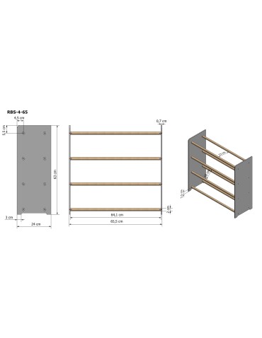 Regały na buty/ szafki otwarte RBS - Regał na buty RBS-4-65 sosna - product 4