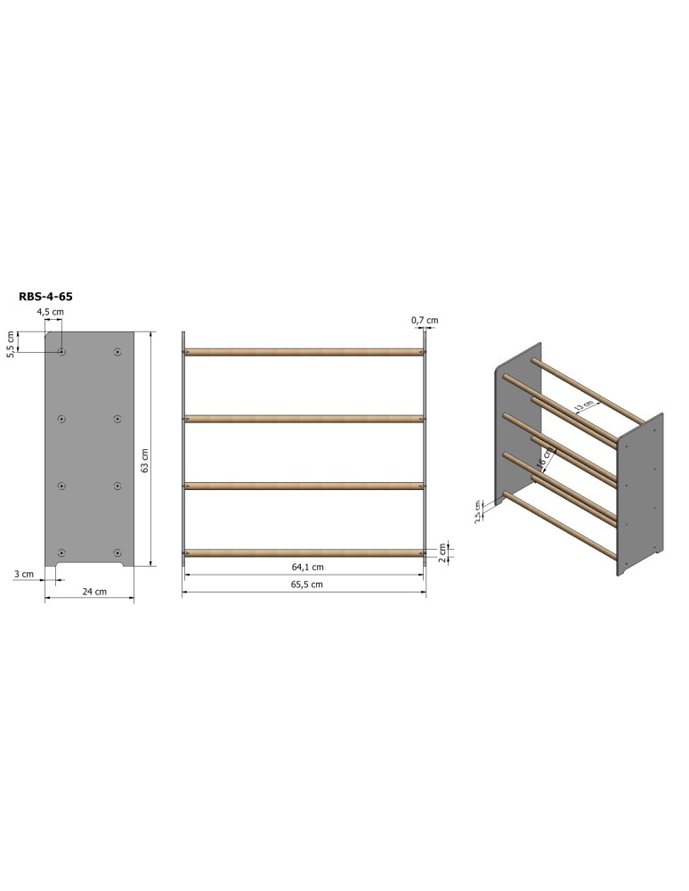 Regały na buty/ szafki otwarte RBS - Regał na buty RBS-4-65 sosna - product MODO24.PL 4