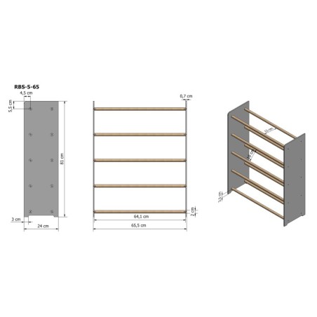 Regał na buty RBS-5-65 sosna