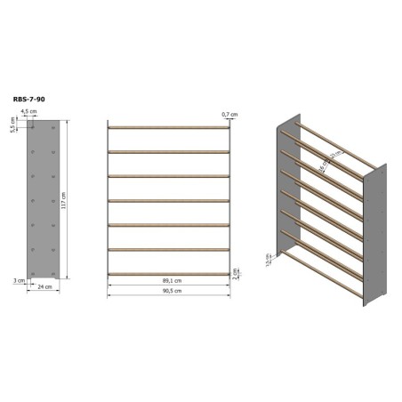 Regał na buty RBS-7-90 sosna