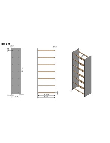 Regały na buty/ szafki otwarte RBS - Regał na buty RBS-7-45 sosna - product 4