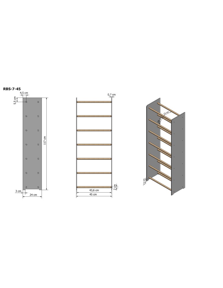 Regały na buty/ szafki otwarte RBS - Regał na buty RBS-7-45 sosna - product MODO24.PL 4