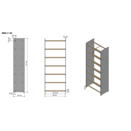 Regał na buty RBS-7-45 sosna
