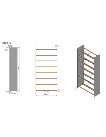 Regały na buty/ szafki otwarte RBS - Regał na buty RBS-8-65 sosna - product 4