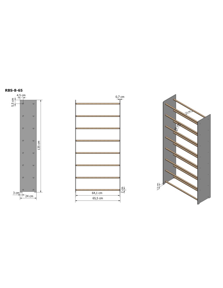 Regały na buty/ szafki otwarte RBS - Regał na buty RBS-8-65 sosna - product MODO24.PL 4