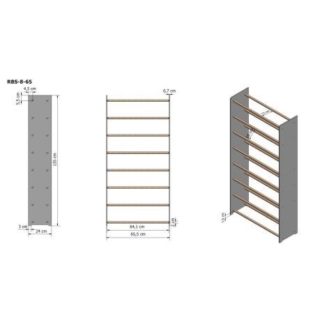 Regał na buty RBS-8-65 sosna