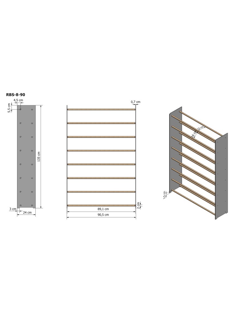Regały na buty/ szafki otwarte RBS - Regał na buty RBS-8-90 sosna - product MODO24.PL 4