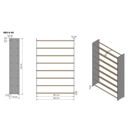 Regał na buty RBS-8-90 sosna
