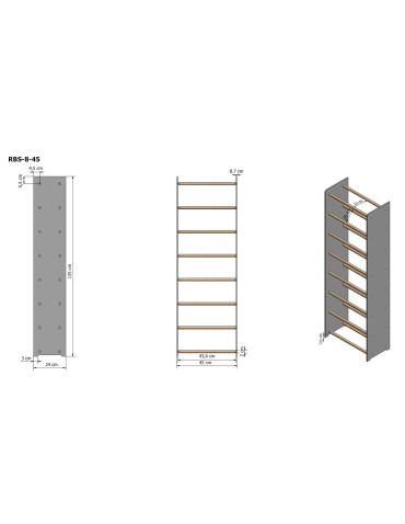 Regały na buty/ szafki otwarte RBS - Regał na buty RBS-8-45 sosna - product 4