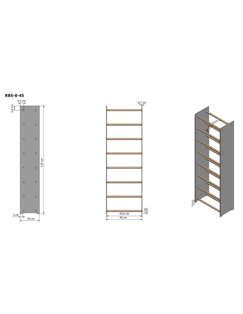 Regały na buty/ szafki otwarte RBS - Regał na buty RBS-8-45 sosna - product MODO24.PL 4