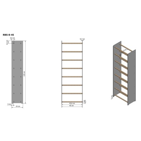 Regał na buty RBS-8-45 sosna