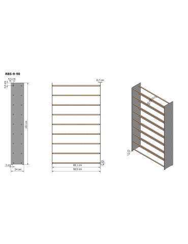 Regały na buty/ szafki otwarte RBS - Regał na buty RBS-9-90 sosna - product 4