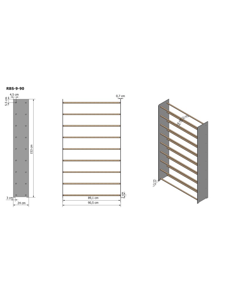 Regały na buty/ szafki otwarte RBS - Regał na buty RBS-9-90 sosna - product MODO24.PL 4