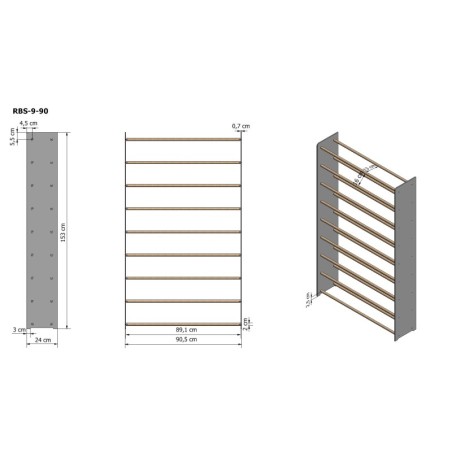 Regał na buty RBS-9-90 sosna
