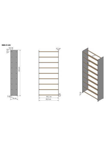 Regały na buty/ szafki otwarte RBS - Regał na buty RBS-9-65 sosna - product 4