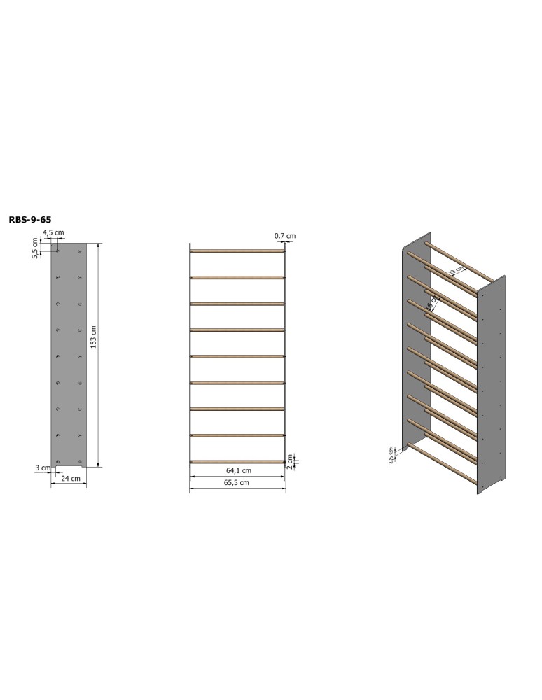 Regały na buty/ szafki otwarte RBS - Regał na buty RBS-9-65 sosna - product MODO24.PL 4