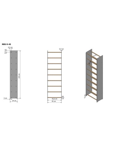 Regały na buty/ szafki otwarte RBS - Regał na buty RBS-9-45 sosna - product 4