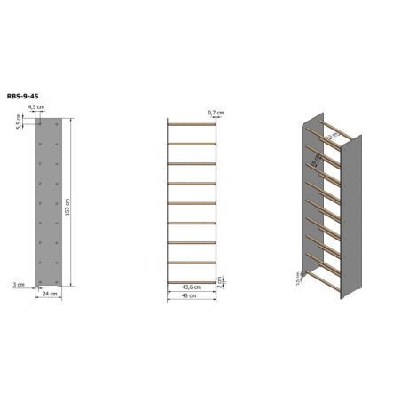Regał na buty RBS-9-45 sosna