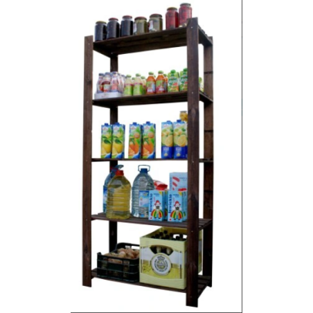 Pięciopółkowy regał sosnowy B-24 170x80x38, w kolorze brązowym