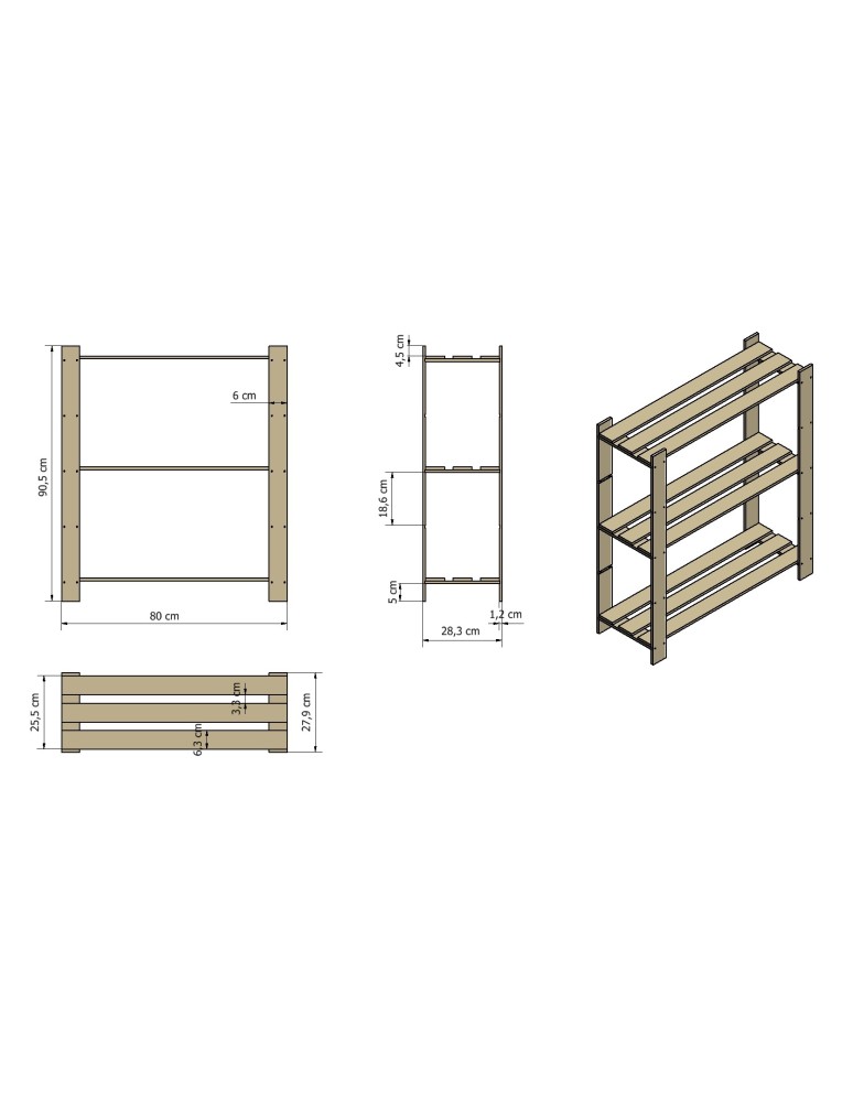 regały seria B - Regał na ubrania B-26 90x80x30 brąz - product MODO24.PL 2