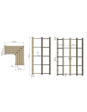 regały seria B - Narożny regał sklepowy B-20 brązowy - product 5
