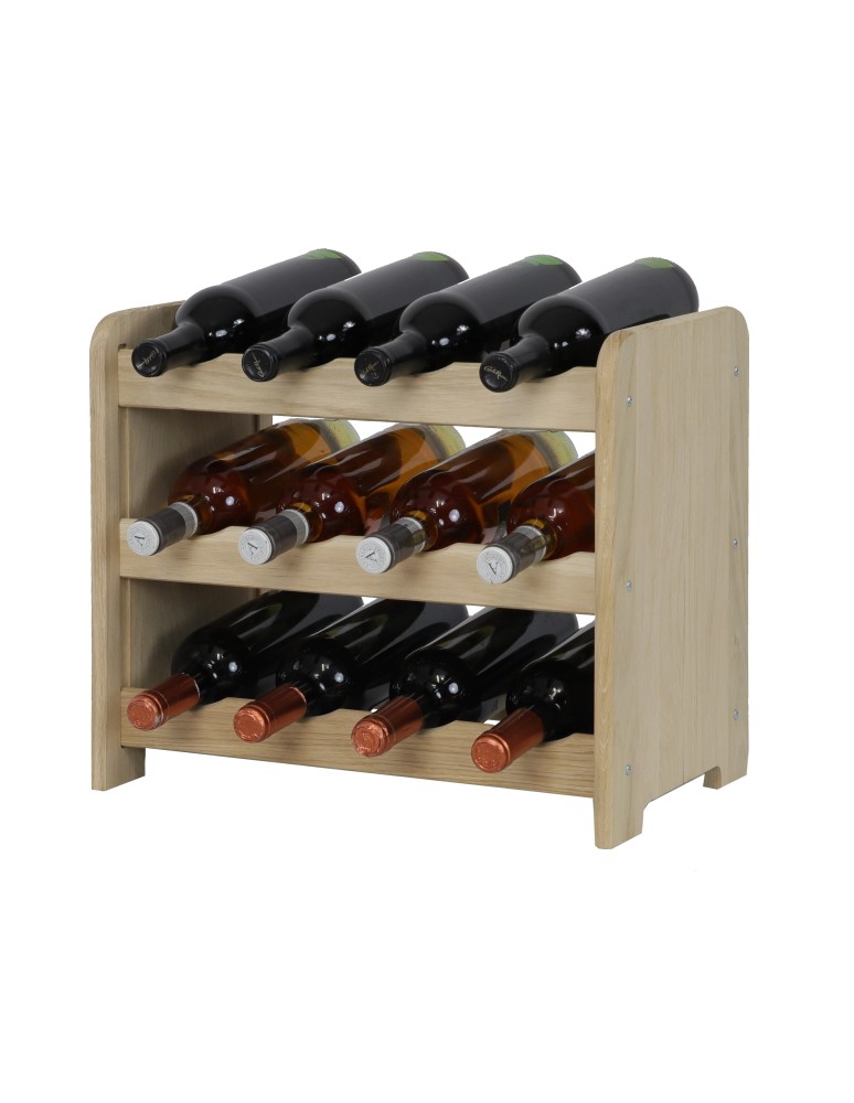 Seria RW-22 - Regał dębowy na 12 butelek · RW-22-12 · lite drewno w stanie surowym - produkt MODO24.PL 1