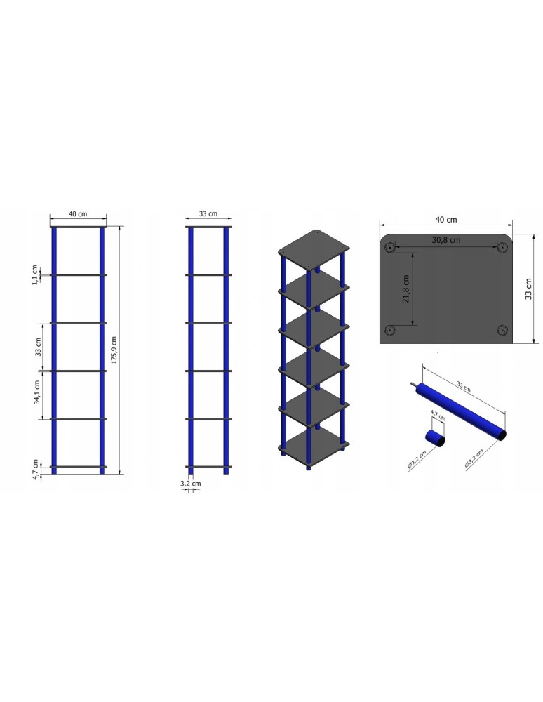 seria regałów DEDAL - Regał rurkowy DEDAL-6L Czarne rurki - product MODO24.PL 4