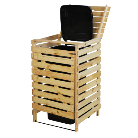 Drewniana wiata śmietnikowa · zabudowa na kosz o pojemności 120 L