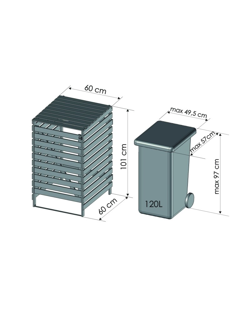 Kompostowniki - Drewniana wiata śmietnikowa · zabudowa na kosz o pojemności 120 L - product MODO24.PL 5