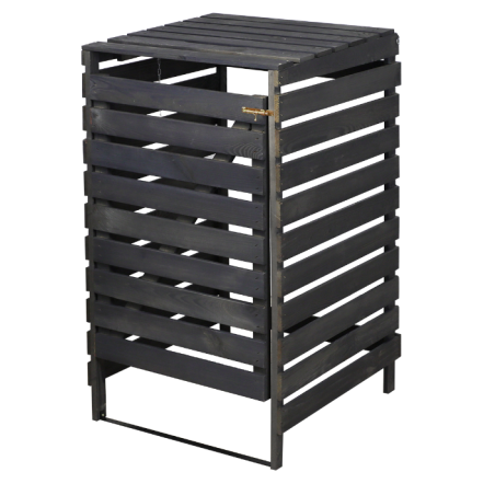 Drewniana osłona śmietnikowa na kosz o pojemności 120 l · kolor antracytowy