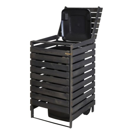 Drewniana osłona śmietnikowa na kosz o pojemności 120 l · kolor antracytowy